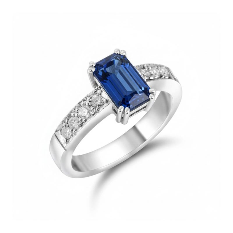Anastasia 18ct White Gold Blue Sapphire and Diamond Ring