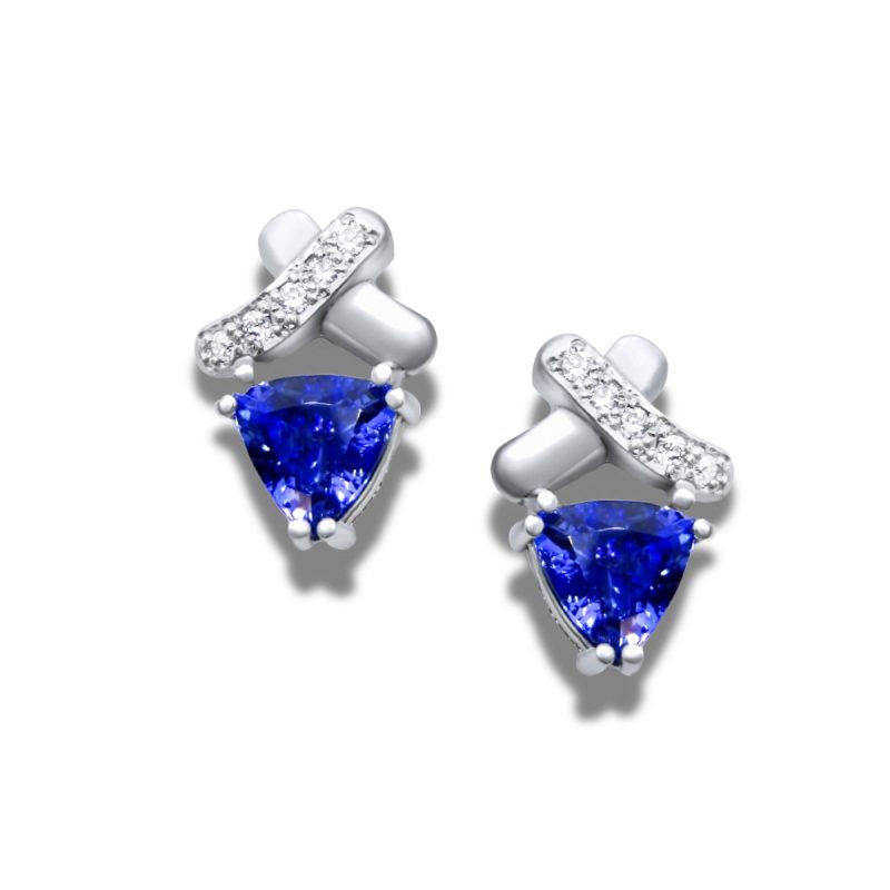 Pair of Chiara 18ct White Gold Tanzanite Diamond Earrings