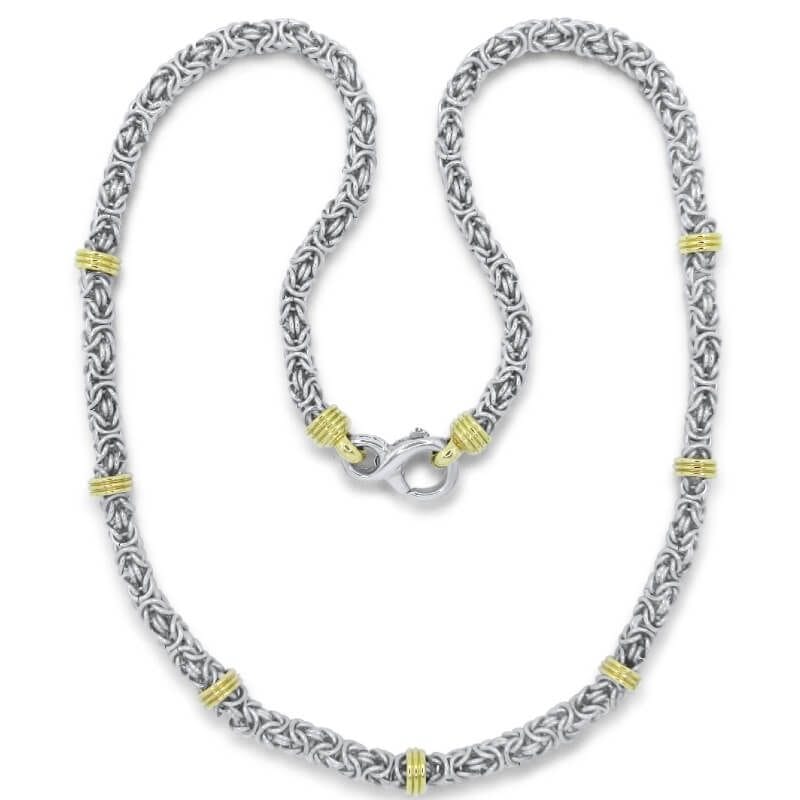Chainmail 18ct Yellow Gold 925 Sterling Silver Necklace