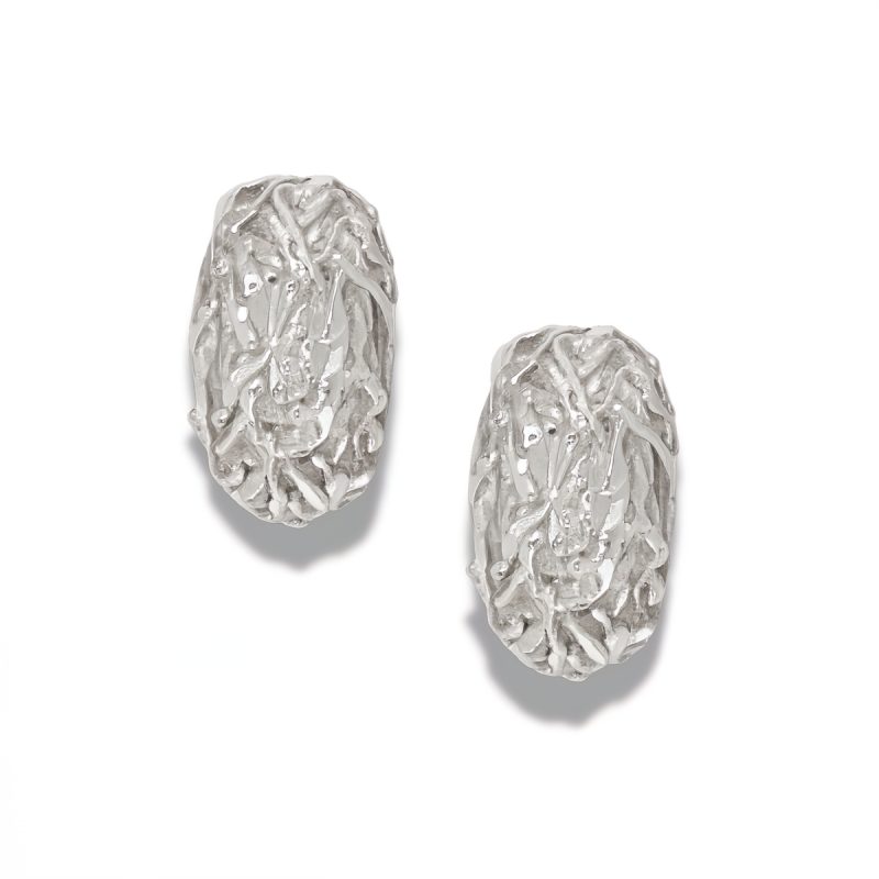 Pair of Nugget 925 Sterling Silver Cuff Earrings