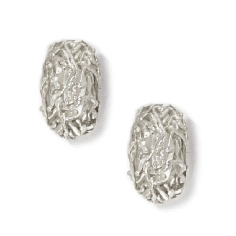 Pair of Nugget 925 Sterling Silver Half Hoop Earrings