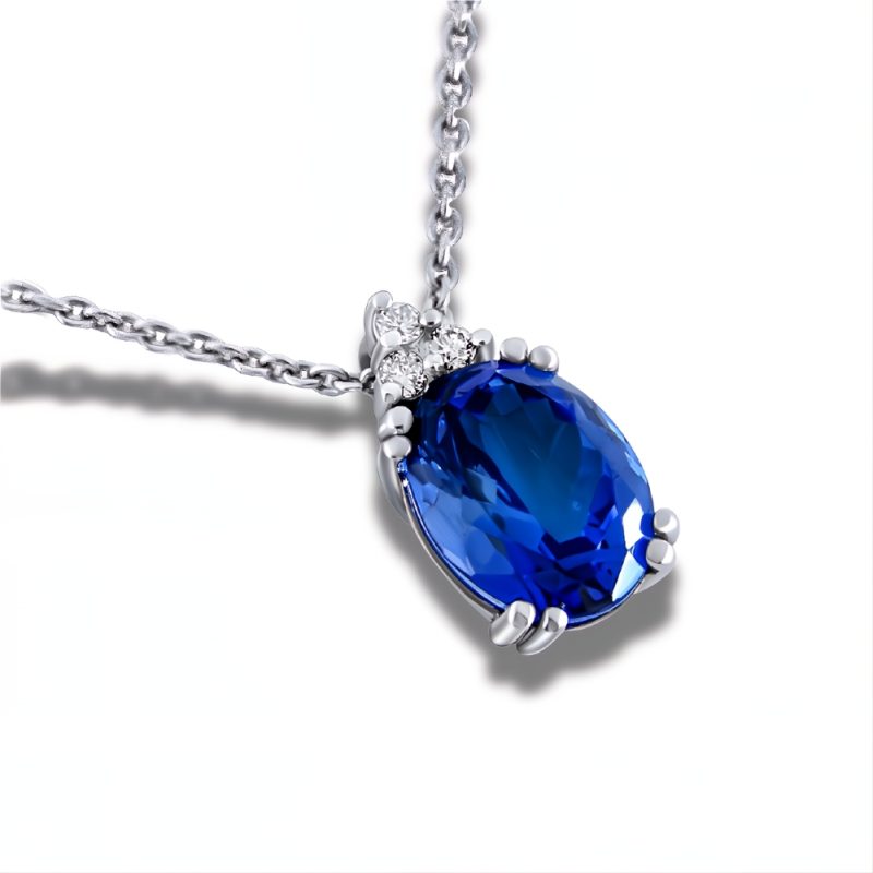 Nala 18ct White Gold Tanzanite Diamond Statement Pendant