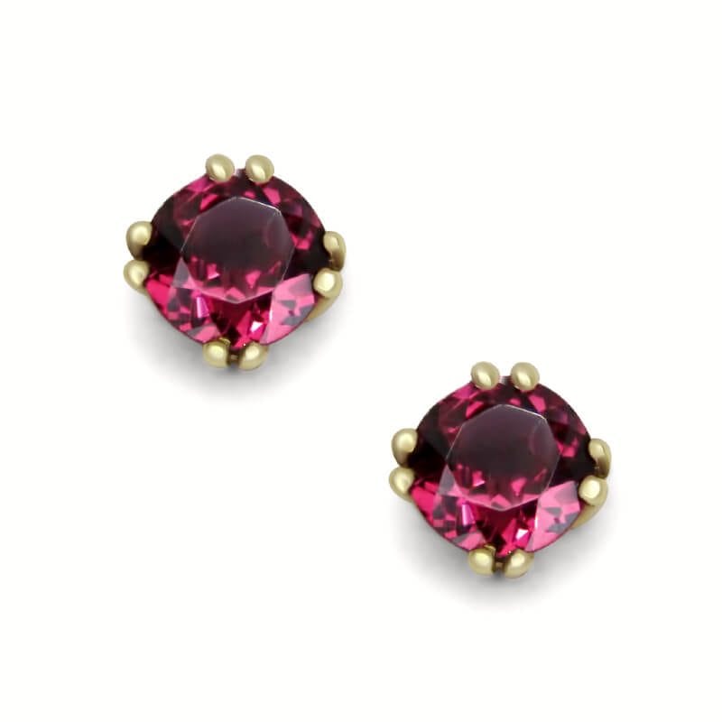 Pair of Gemma 9ct Yellow Gold Rhodolite Garnet Stud Earrings