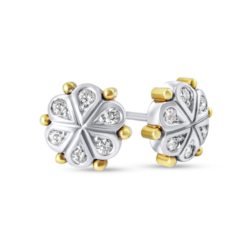 Pair of Eden 9ct White & Yellow Gold Natural Diamond Earrings