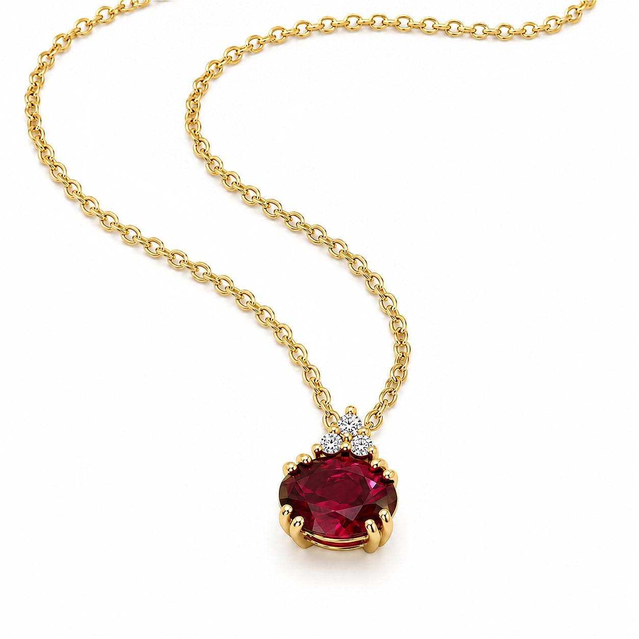 Charlotte 14ct Yellow Gold Rhodolite Garnet Diamond Pendant & Necklace
