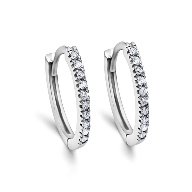 Pair of Ava 9ct White Gold Cubic Zerconia Huggie Earrings