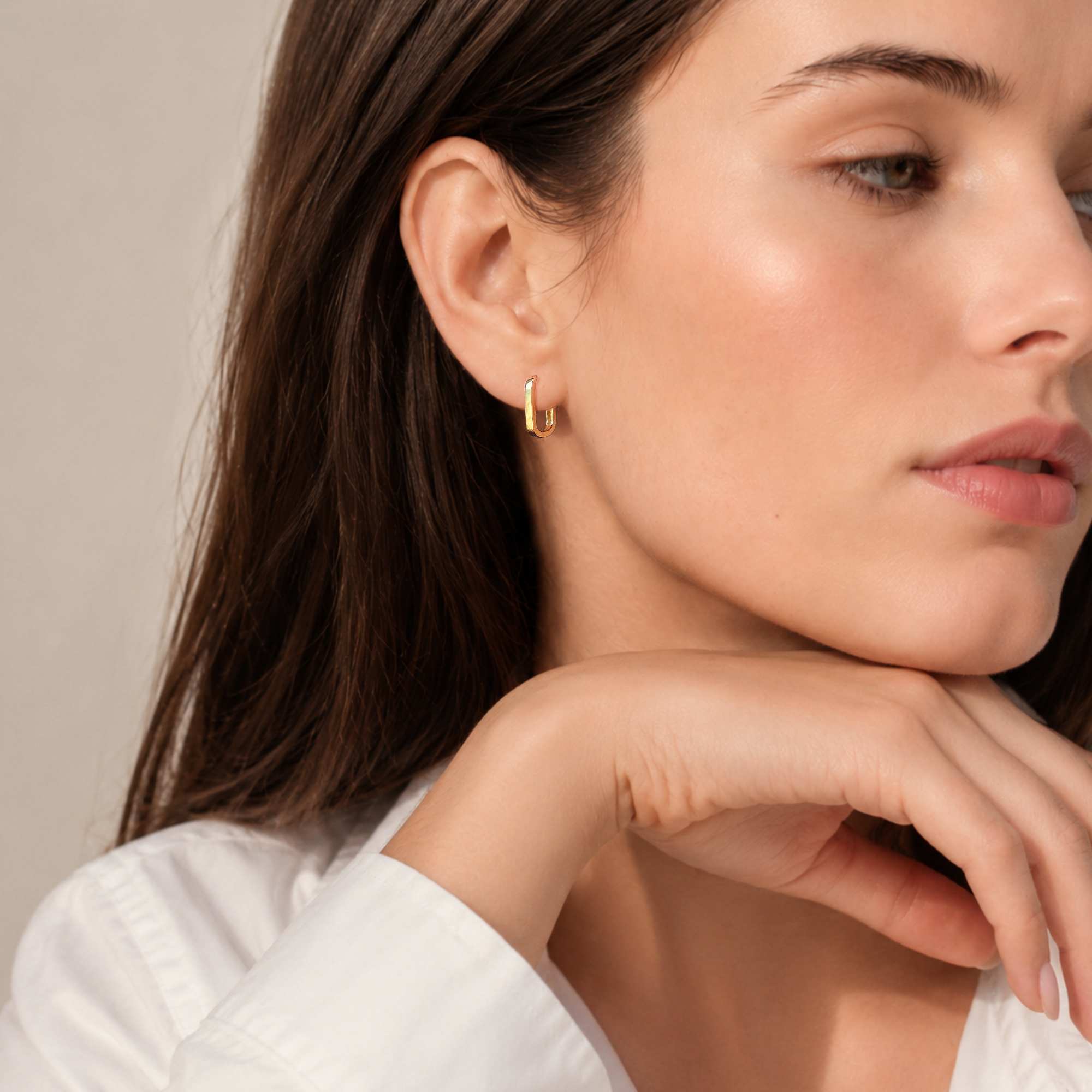 Pair of Aria 9ct Yellow Gold Squared Huggie Earrings