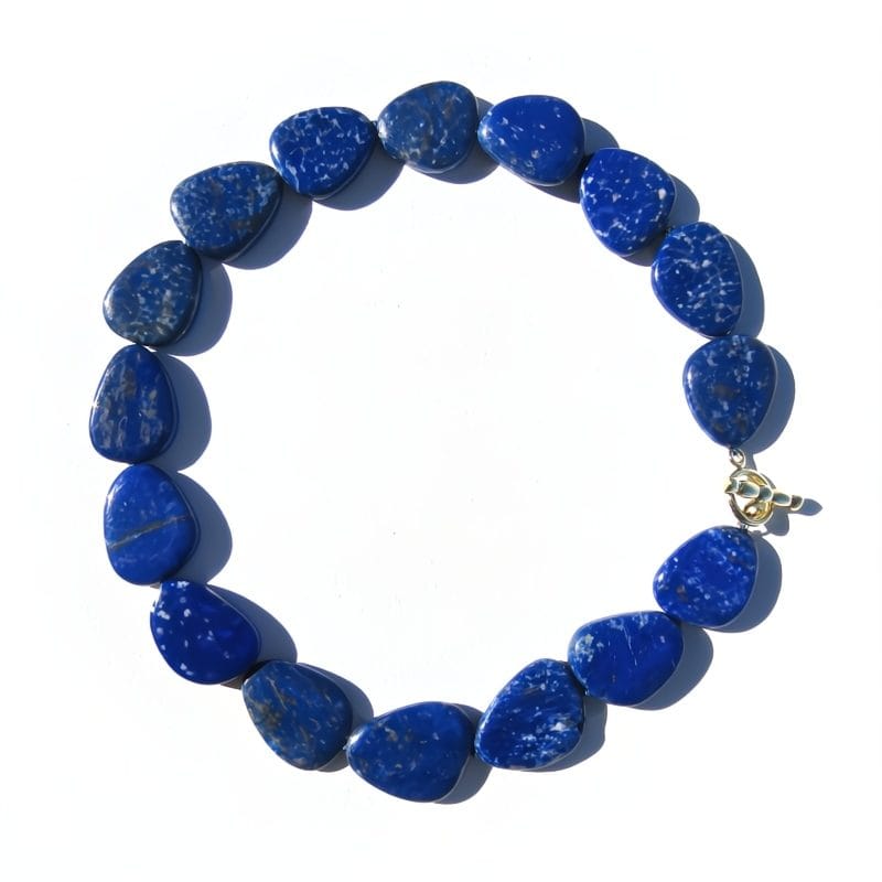 Midnight Natural Lapis Lazuli Free-form Gemstone Bead Collar