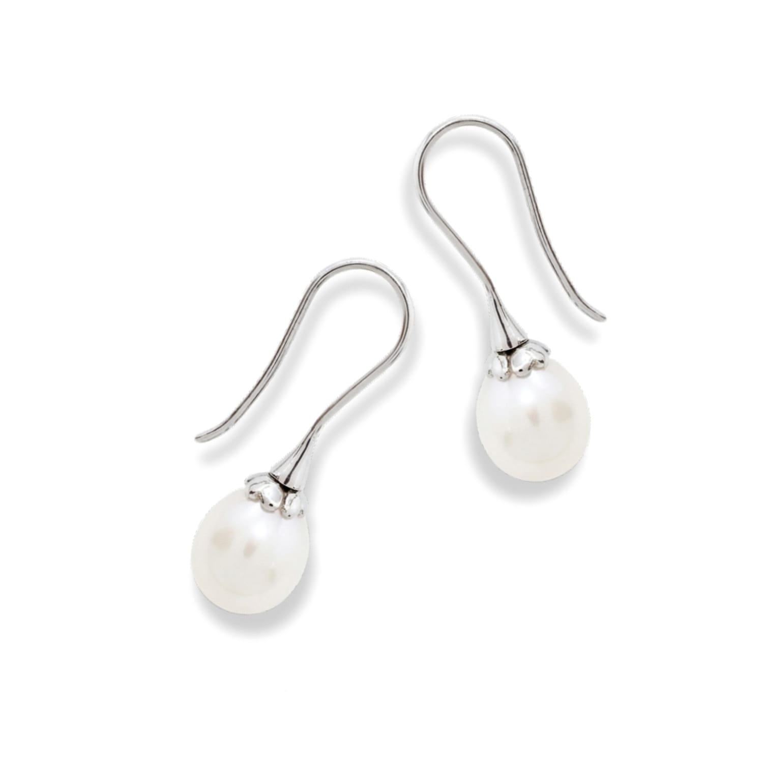 Pair of 9ct White Gold Pearl Drop Earrings