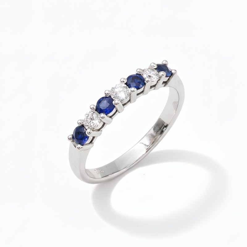Grace 9ct White Gold Blue Sapphire Diamond Eternity Ring