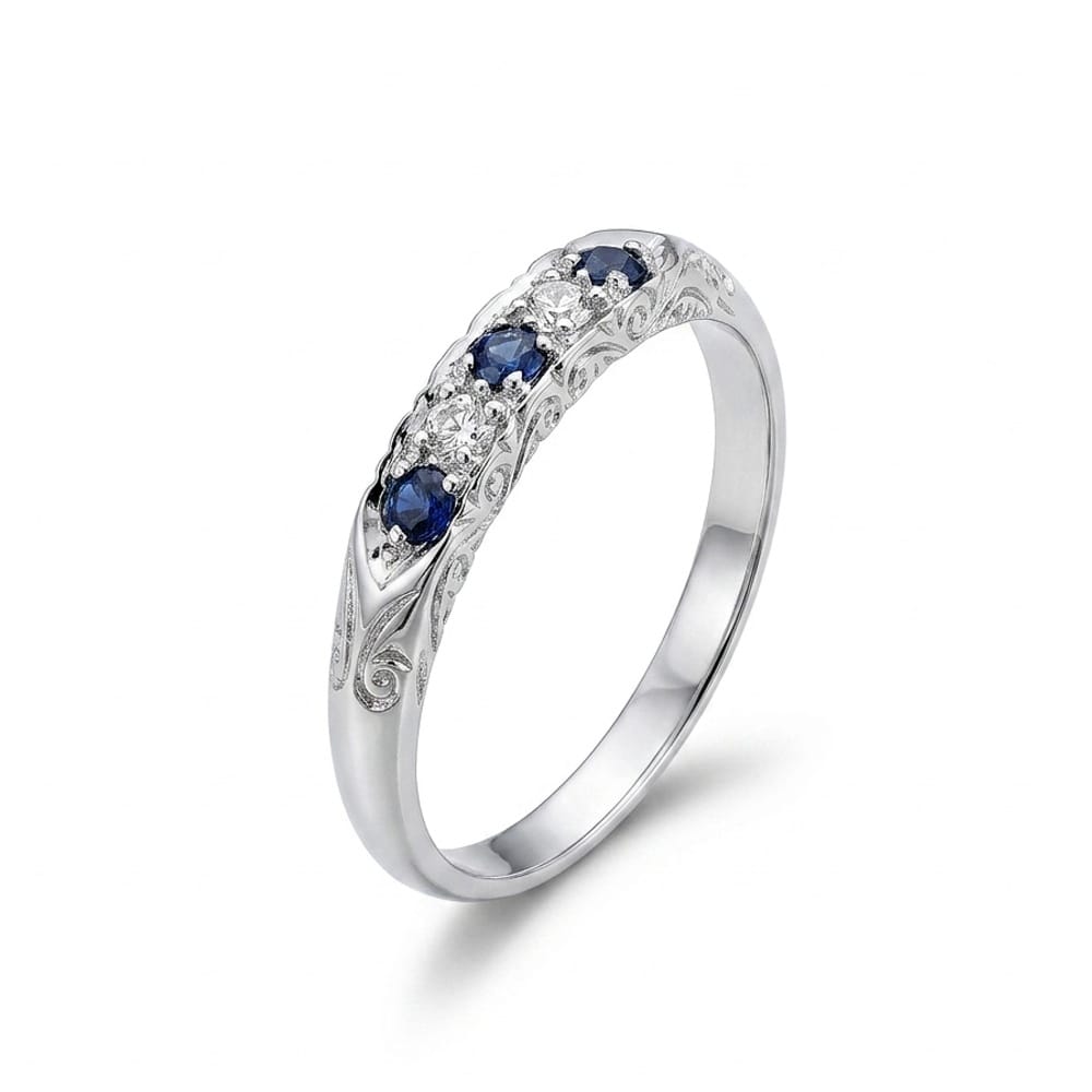 Georgie 9ct White Gold Blue Sapphire Diamond Eternity Ring