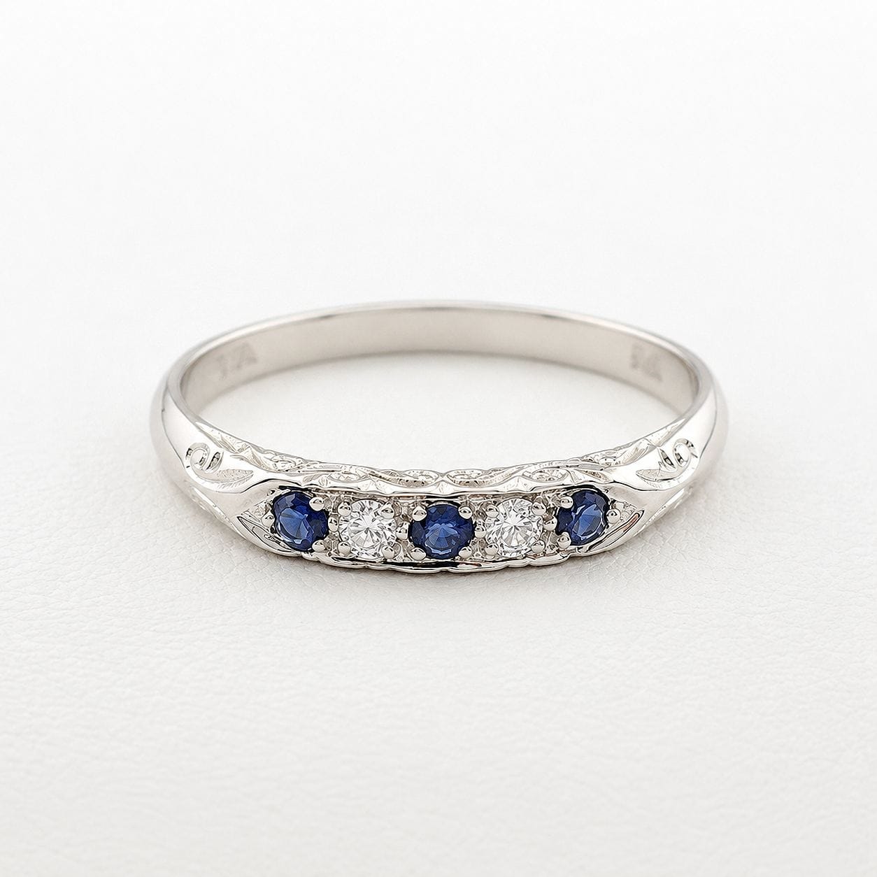 Georgie 9ct White Gold Blue Sapphire Diamond Eternity Ring