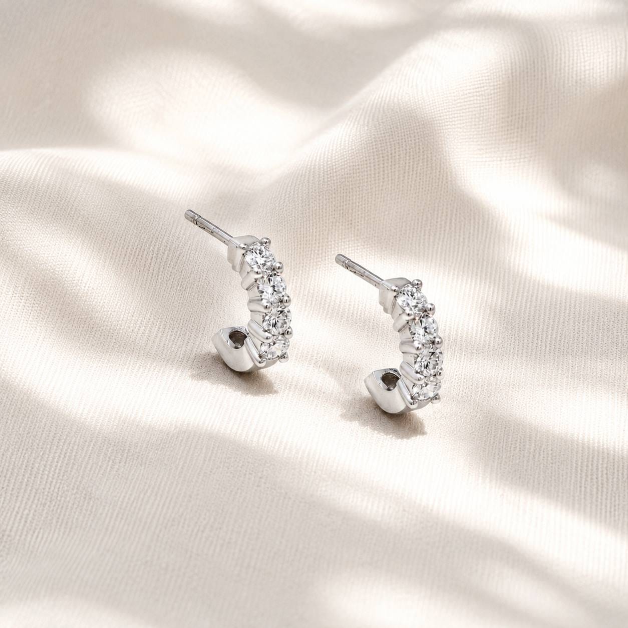 Pair of Grace 9ct White Gold Diamond Hoop Earrings