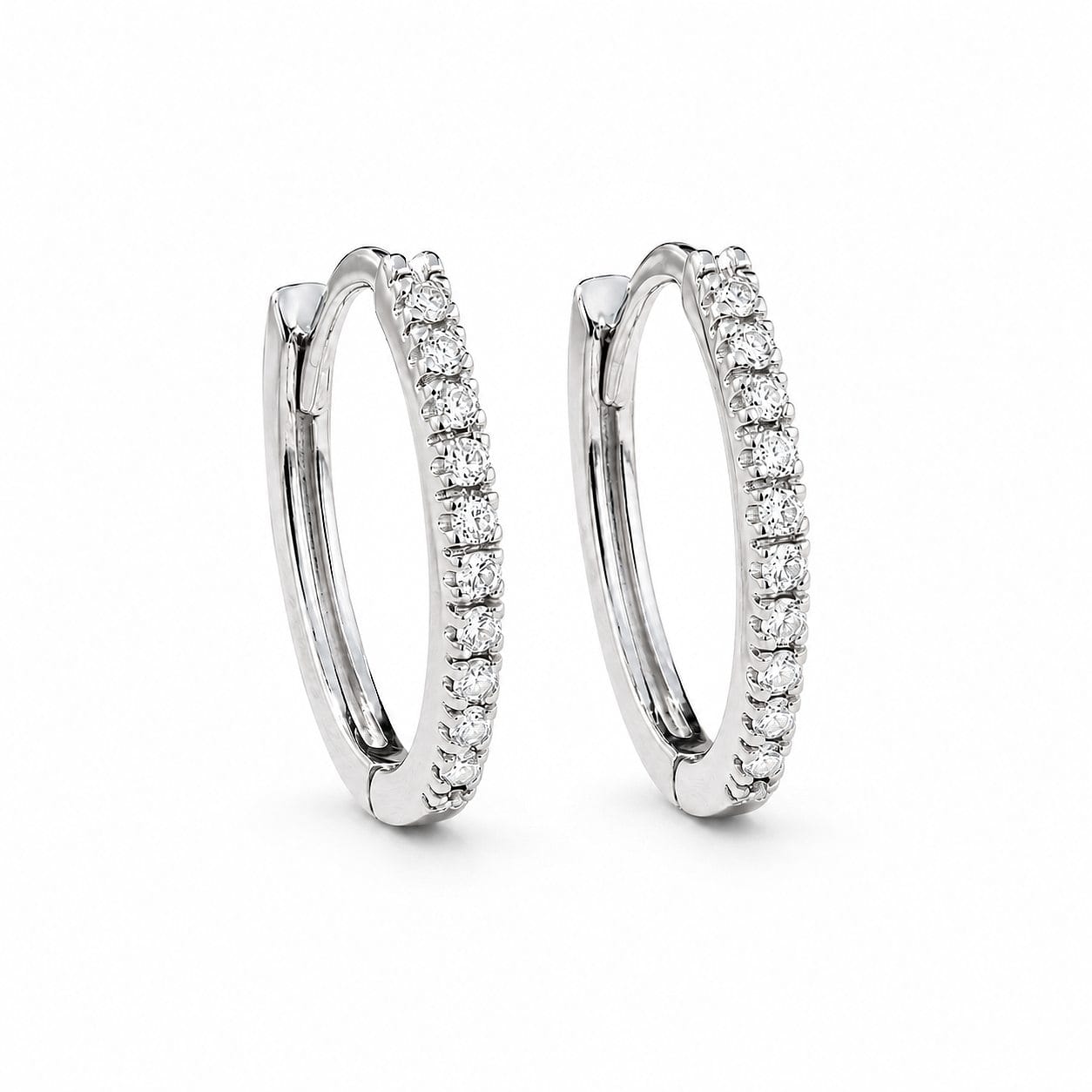 Pair of Ava 9ct White Gold Cubic Zerconia Huggie Earrings
