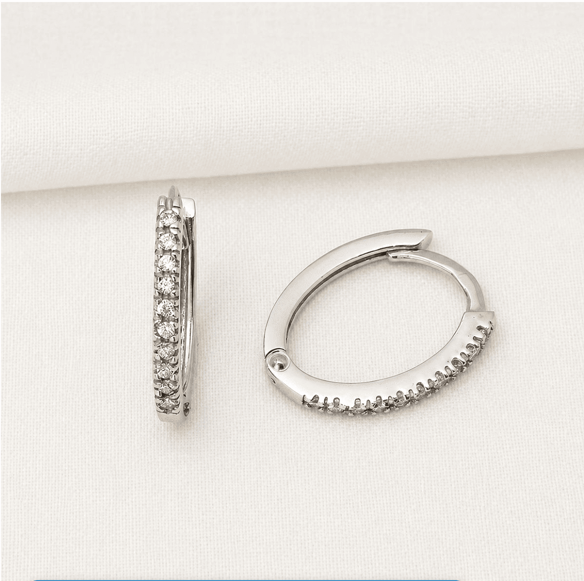 Pair of Ava 9ct White Gold Cubic Zerconia Huggie Earrings
