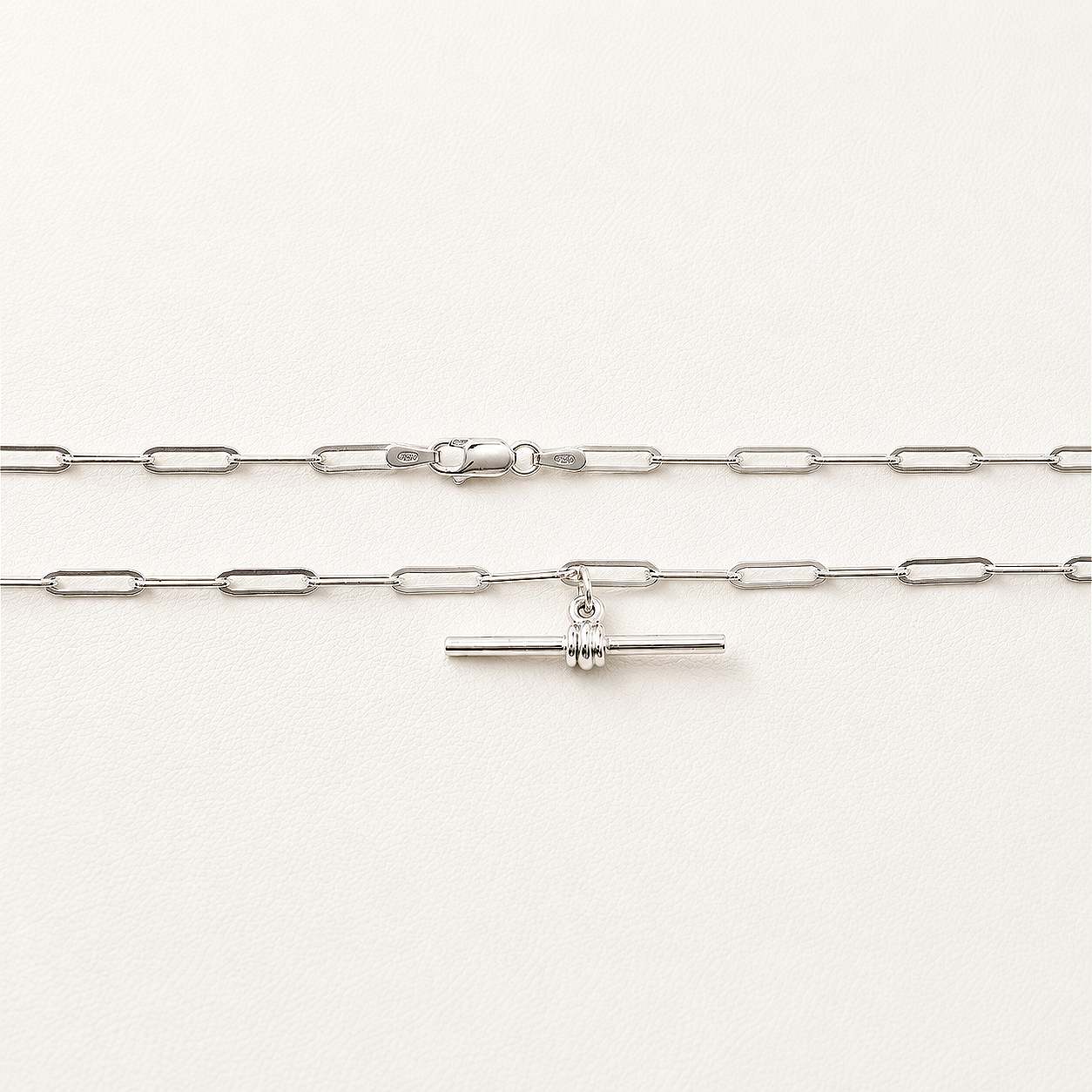 Gia 925 Sterling Silver Italian Paperclip Necklace with T-bar