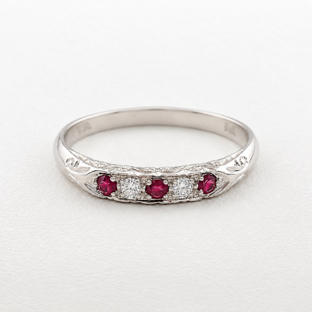 Georgie 9ct White Gold Ruby Diamond Eternity Ring